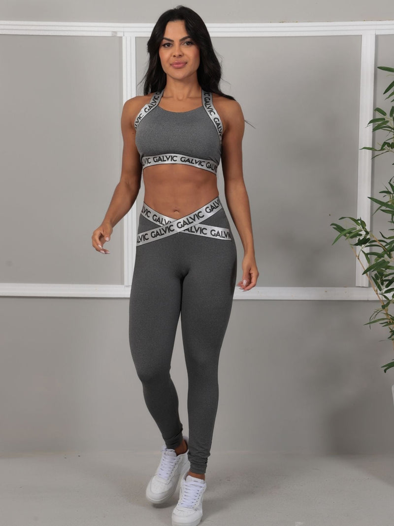 Conjunto Fitness Com Elástico Cruzado (calça+top)