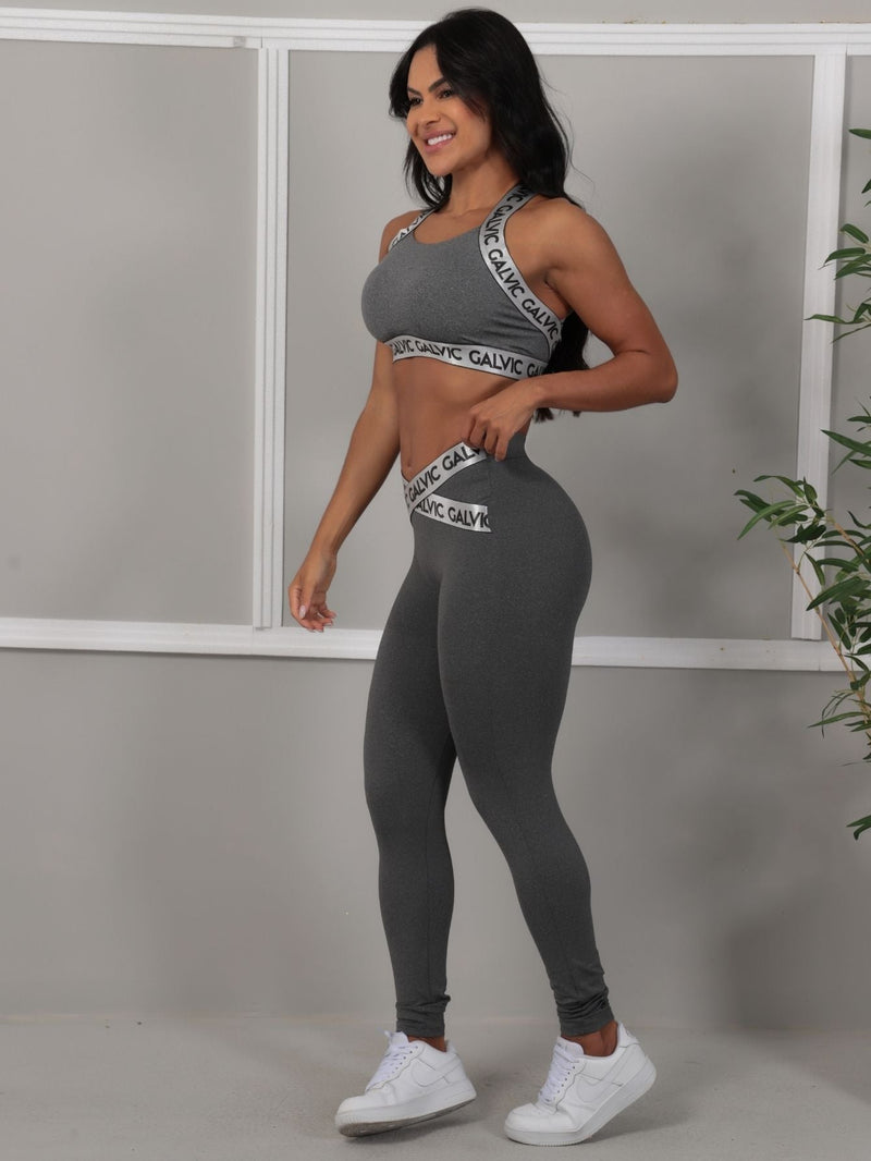 Conjunto Fitness Com Elástico Cruzado (calça+top)