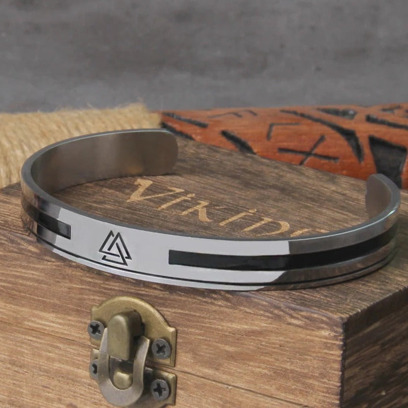 Bracelete Masculino Valknut em Aço Inoxidável