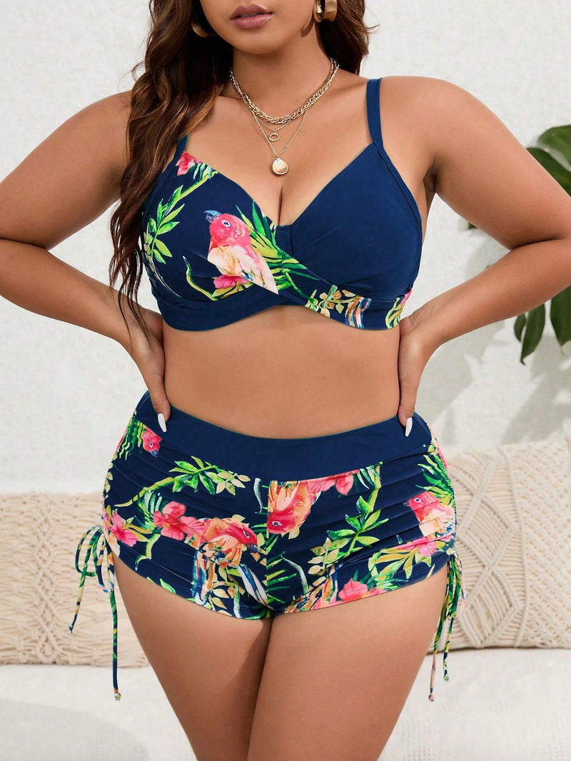 Biquini Feminino Push Up Tropical Alças Grossas Junne