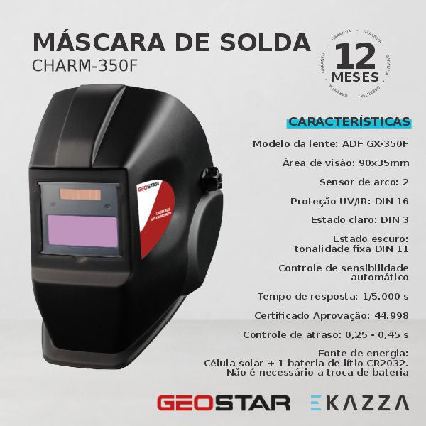 Máscara Solda Escurecimento Autom CHARM-350F - GEOSTAR