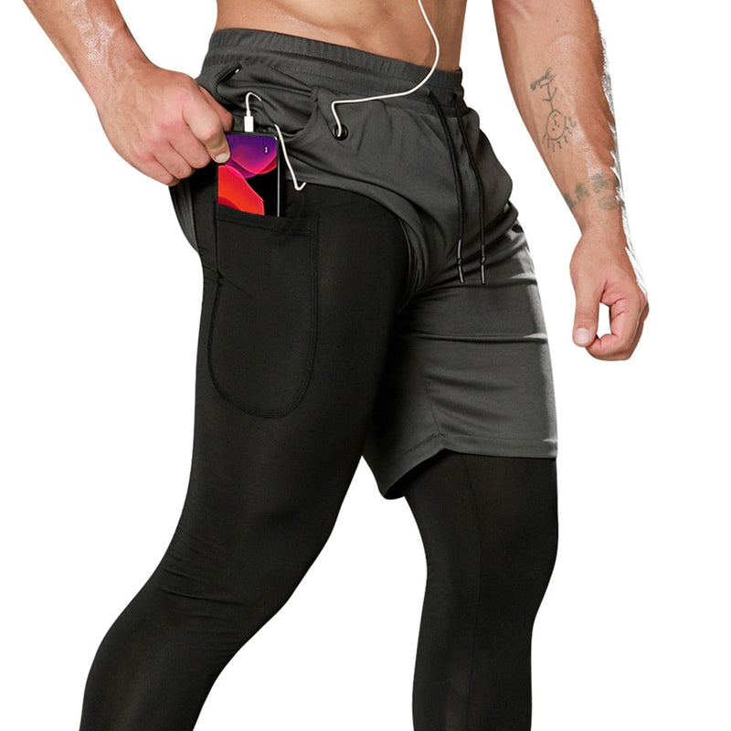 Short Masculino dupla camada dry fit De Compressão para academia Fit Nax