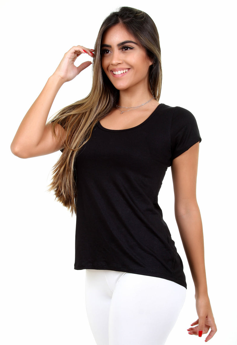 Camisa Fitness Manga Lisa Preta