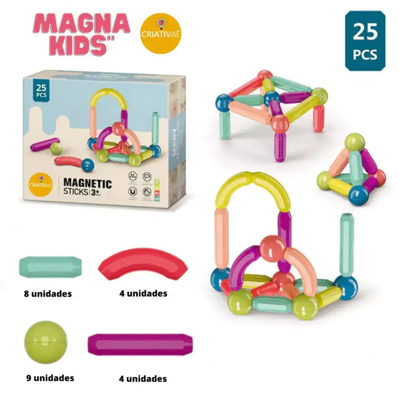 Magna Kids - Conjunto de Bolas e Hastes Magnéticas Criativaê