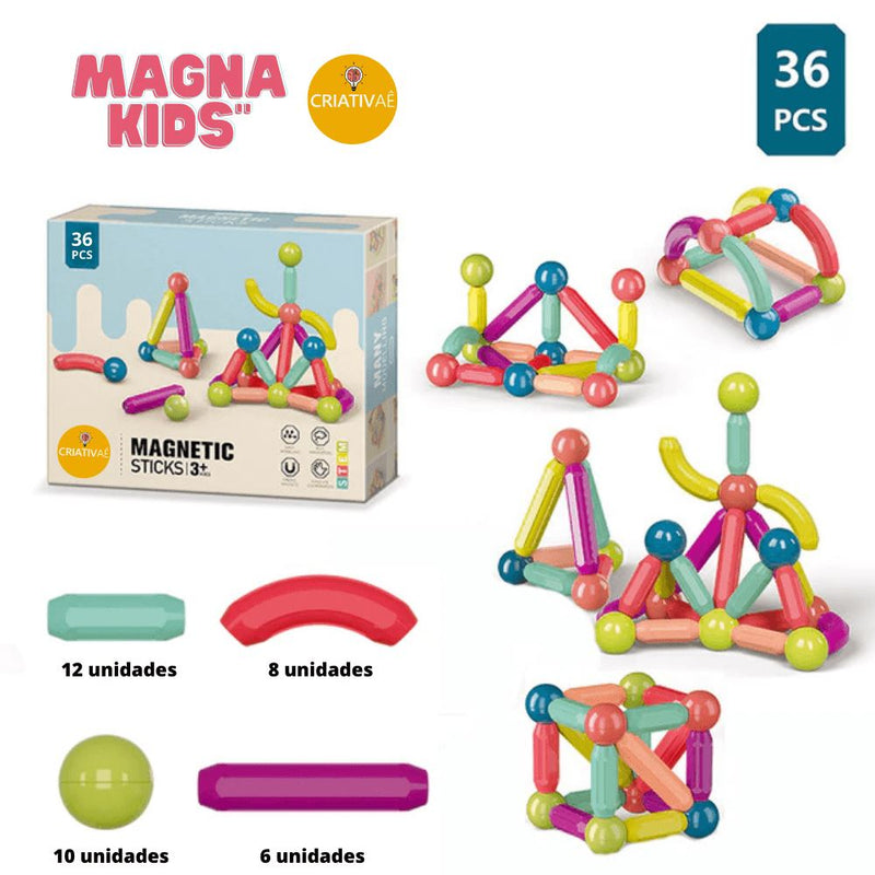 Magna Kids - Conjunto de Bolas e Hastes Magnéticas Criativaê