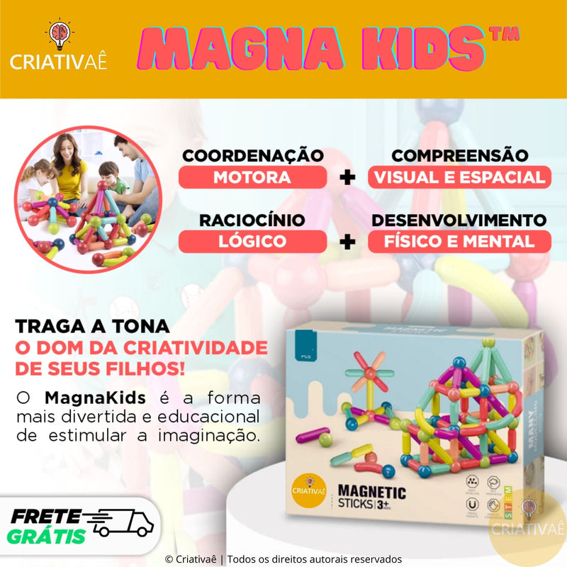 Magna Kids - Conjunto de Bolas e Hastes Magnéticas Criativaê