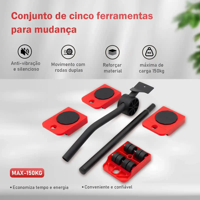 Suporte Para Levantar e Mover Móveis Pesados Kit Com 5 Peças